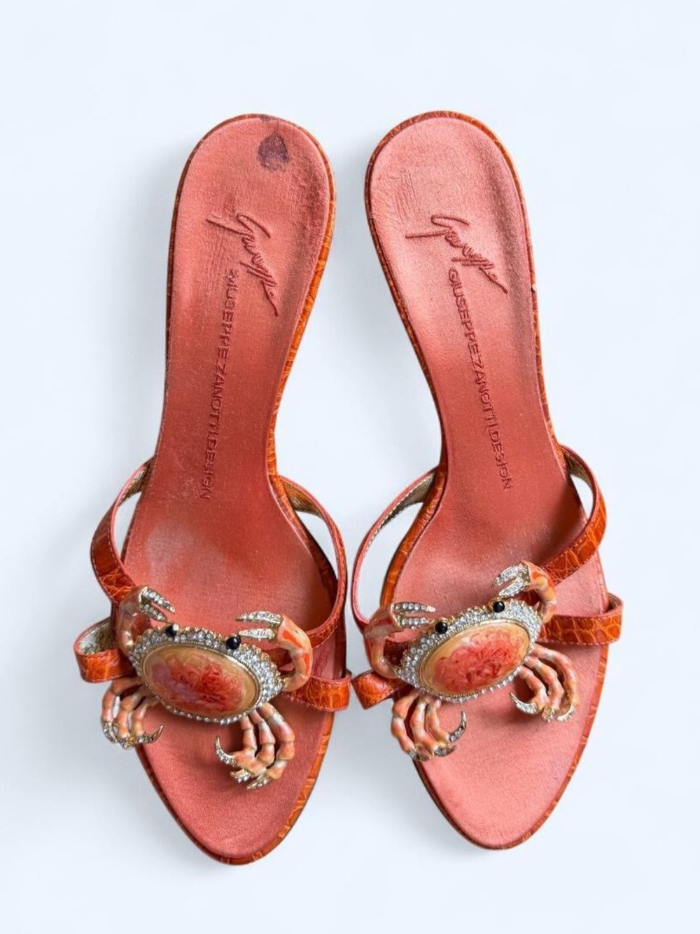Giuseppe Zanotti Embellished Crab Cancer Kitten Heel Sandals Vintage Archival 38 - Picture 2 of 15